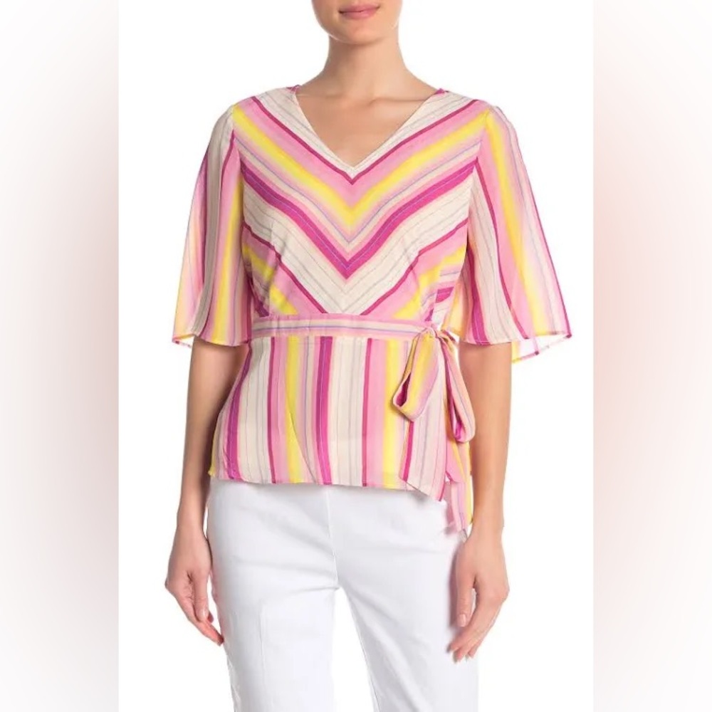 Nanette Lepore Lilac Multi Striped Blouse